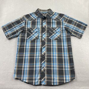 The North Face Shirt Mens Small Black Pearl Snap Outdoors Western Cowboy Casual